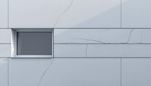 Une maison avec des fissures horizontales visibles sur la façade.