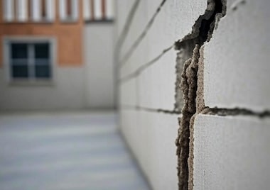 l&eacute;zarde fissure sur un mur