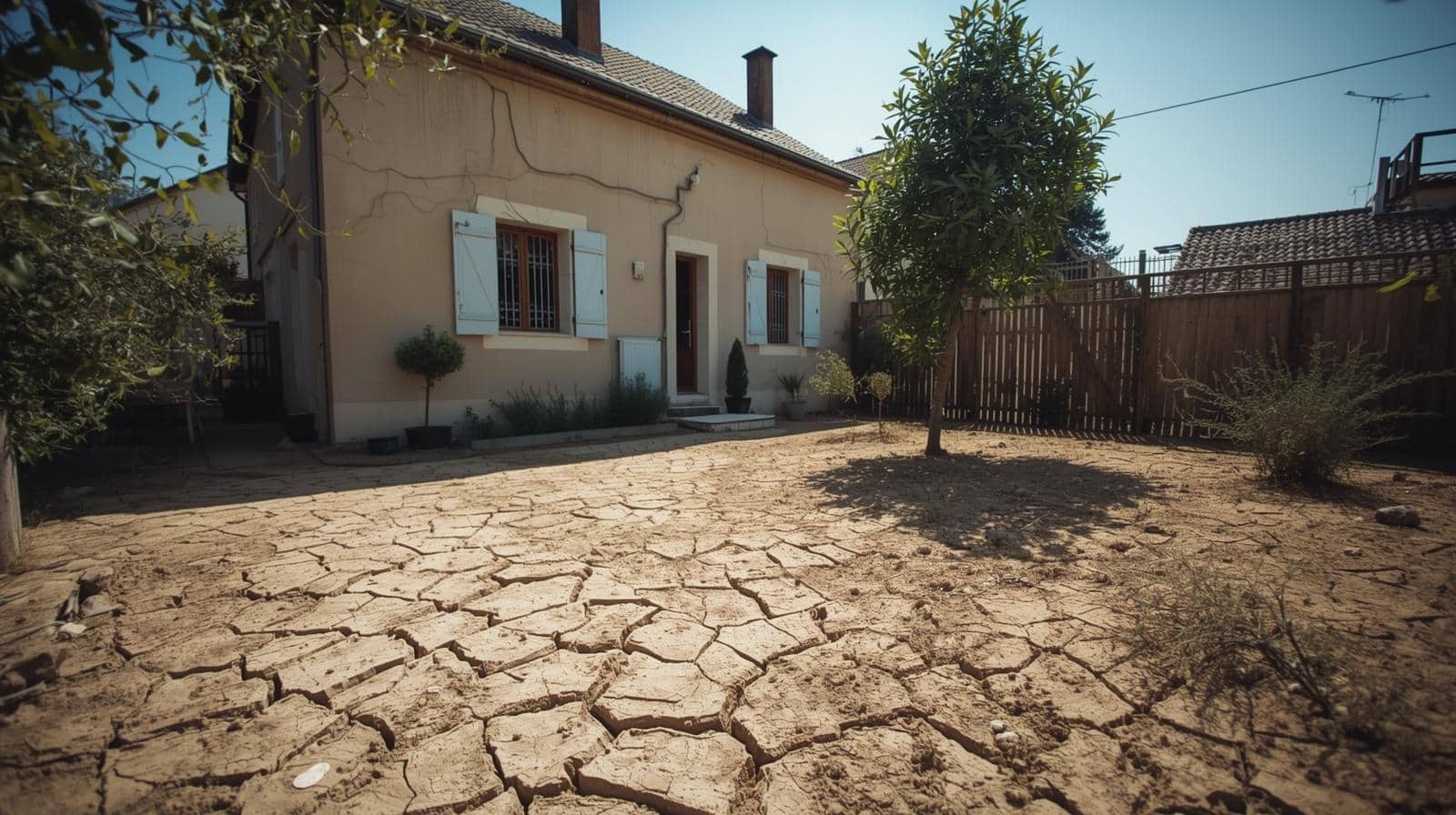 Sécheresse et maison fissurée