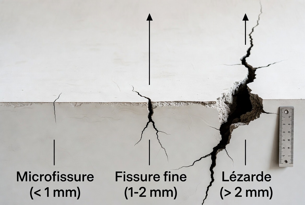 les types de fissure : microfissure, fissure fine, lézarde