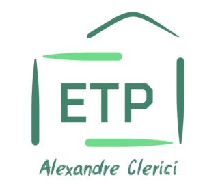 Logo etp › Ingénieur Expert Bâtiment Logo for ETP by Alexandre Clerici: stylized frame surrounding the letters ETP and the designer's name Alexandre Clerici.