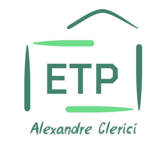 Logo etp › Ingénieur Expert Bâtiment Logo for ETP by Alexandre Clerici: stylized frame surrounding the letters ETP and the designer's name Alexandre Clerici.