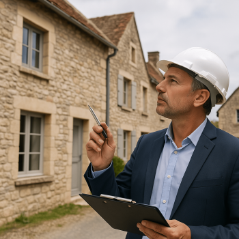 Expert bâtiment analysant des problèmes de fissure sur les mur d'une maison